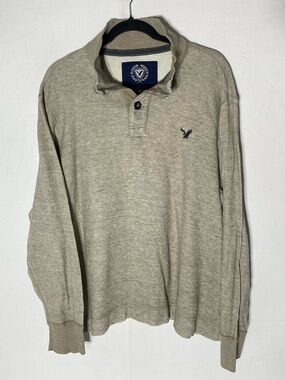 American Eagle Outfitters Mock Neck Button Pullover Sweater Beige Oatmeal XL